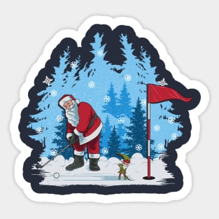 Golf Santa Putting Golfing Golfer Christmas Sports Sticker